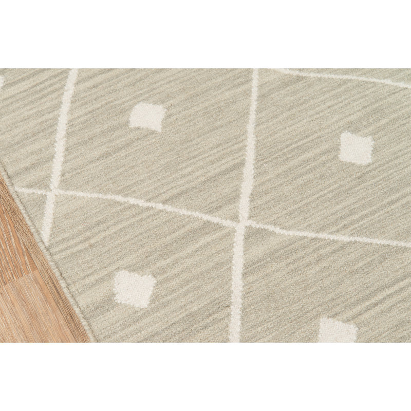Thompson Wool Geometric Area Rug in Sage, Rectangle 5' x 7'6"