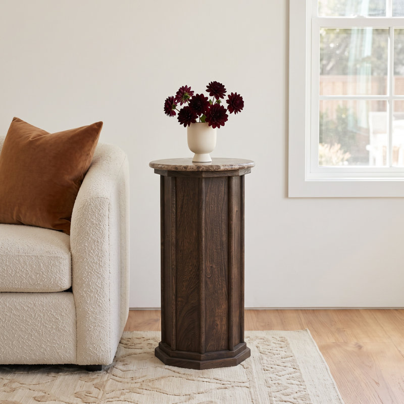 Agatha End Table-Dark Brown Acacia