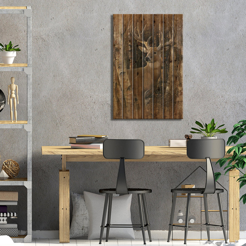 «Birchwood Buck, Vertical» par Collin Bogle, impression sur bois sans cadre, H 26 po x l 18 po x P 1,5 po