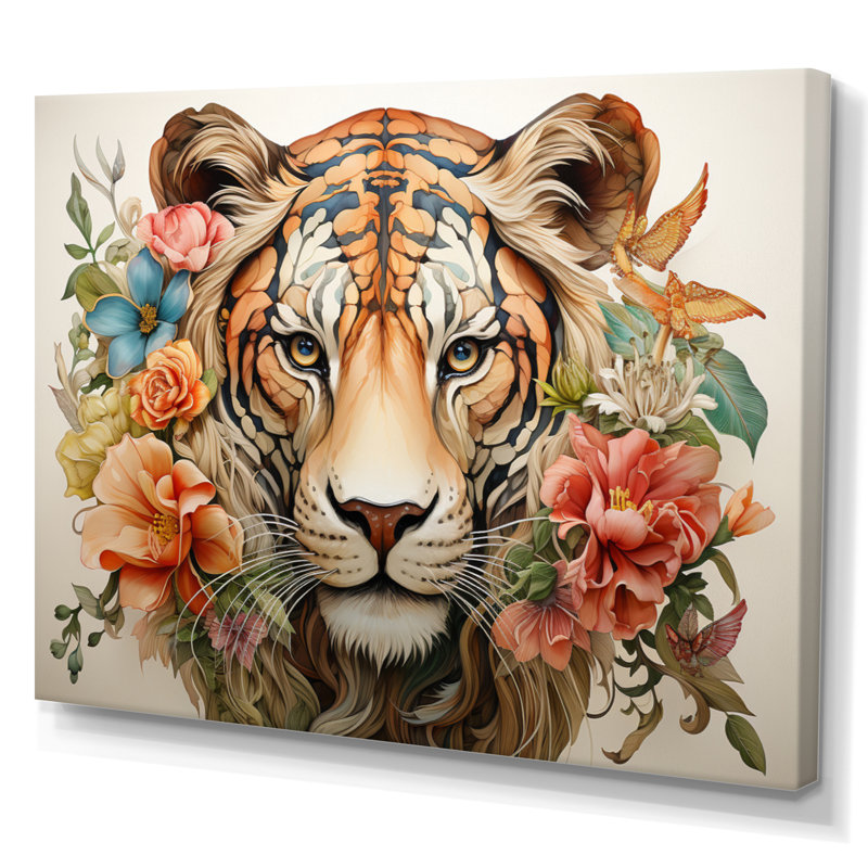 Coral Brown Line Art Whimsical Animals II Framed On Canvas Print, H 24 po x l 32 po x P 1 po, Toile tendue