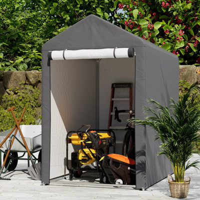 Degenhard 4 ft. W x 6 ft. D Galvanised Pipe Apex Tool Shed