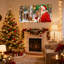 Ensemble de 3 impressions sur toile de Noël père Noël sirotant un thé dans la forêt hivernale-1639863483