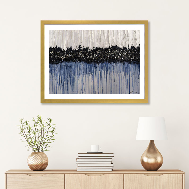 «Melting Ice» par Nikki Chauhan - reproduction d'art, H 24 po x l 32 po x P 1 po, Papier encadré doré