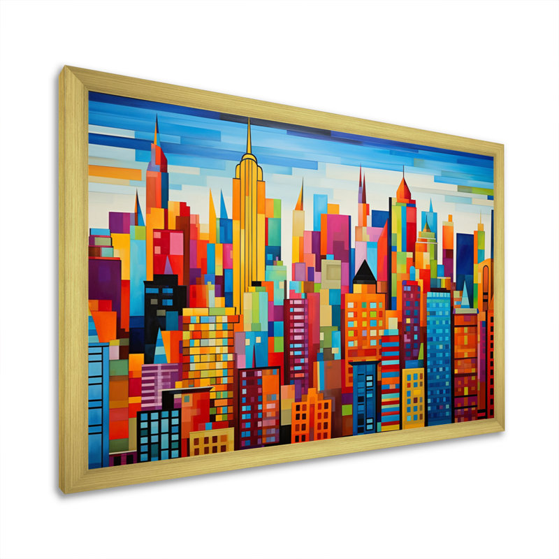 Pop Art New York In Color II - Pop Art, art mural, H 30 po x l 40 po x P 1,5 po, Cadre doré à une seule photo