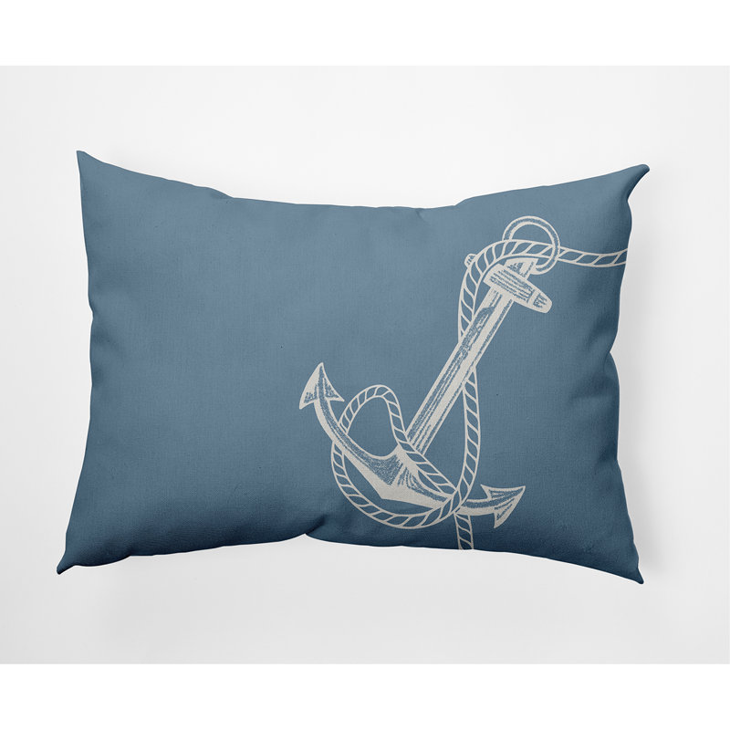 Housse et insert de coussin d'extérieur Nautical Nights Anchor & Rope, Gris fumée cendré, Rectangle H 14 po x l 20 po