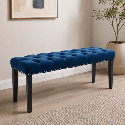 Repose-pieds en velours bleu avec tabouret de salle à manger