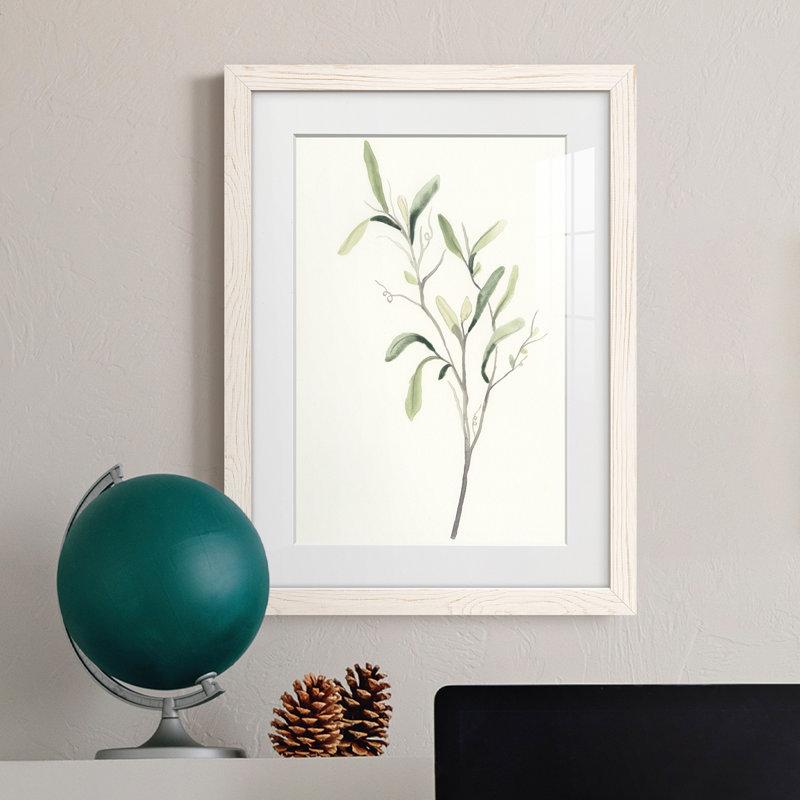 Spindle Sprig III - peinture encadrée, Cadre blanc, H 20 po x l 17 po x P 1 po
