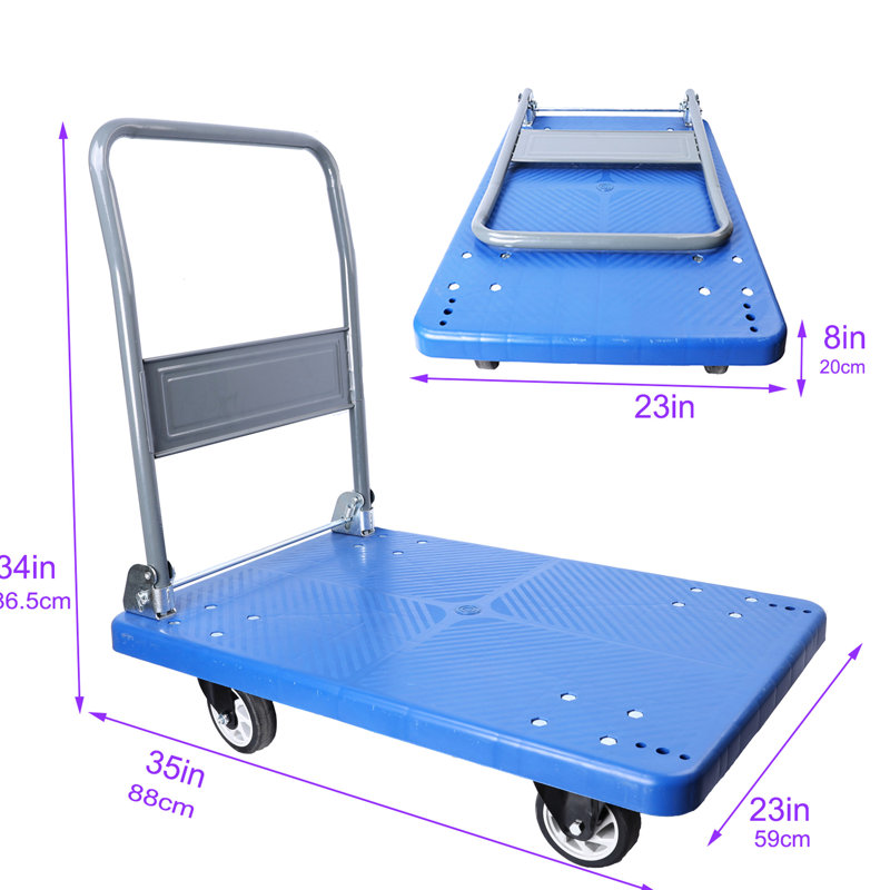 Chariot de plate-forme pliable amélioré - capacité de 660 lb avec roulettes maniables pour les projets à la maison