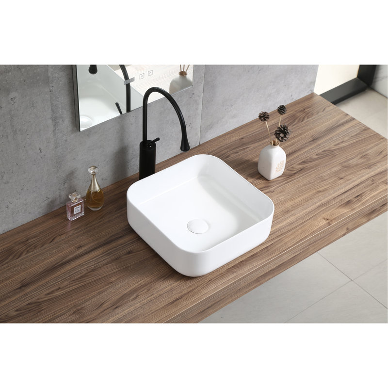 Lavabo carré en céramique - blanc, élément de décoration de salle de bain moderne et pièce attrayante