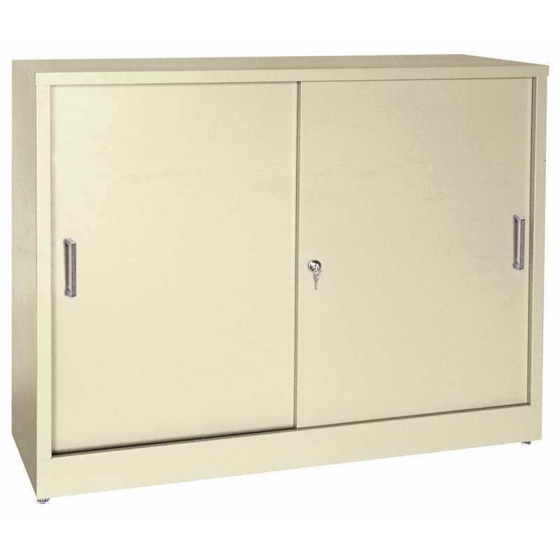 Armoire de rangement coulissante à 2 tablettes, Mastic