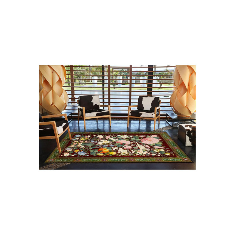 Tapis feuille d'oiseau et décoratif, Sous-tapis rectangulaire de 3 pi 3 po x 4 pi 11 po