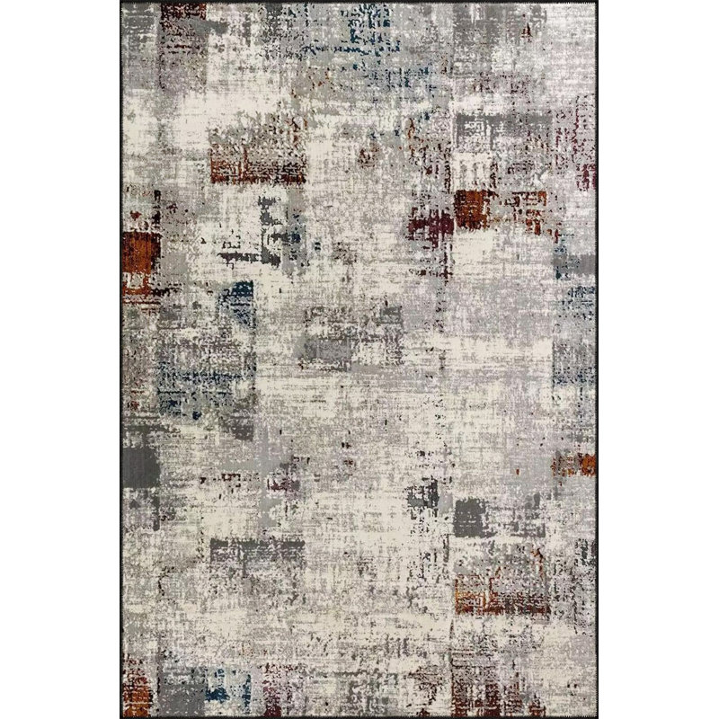 Tapis tissé à motif lavable traditionnel gris, Sous-tapis rectangulaire 5 pi 1 po x 7 pi 7 po inc