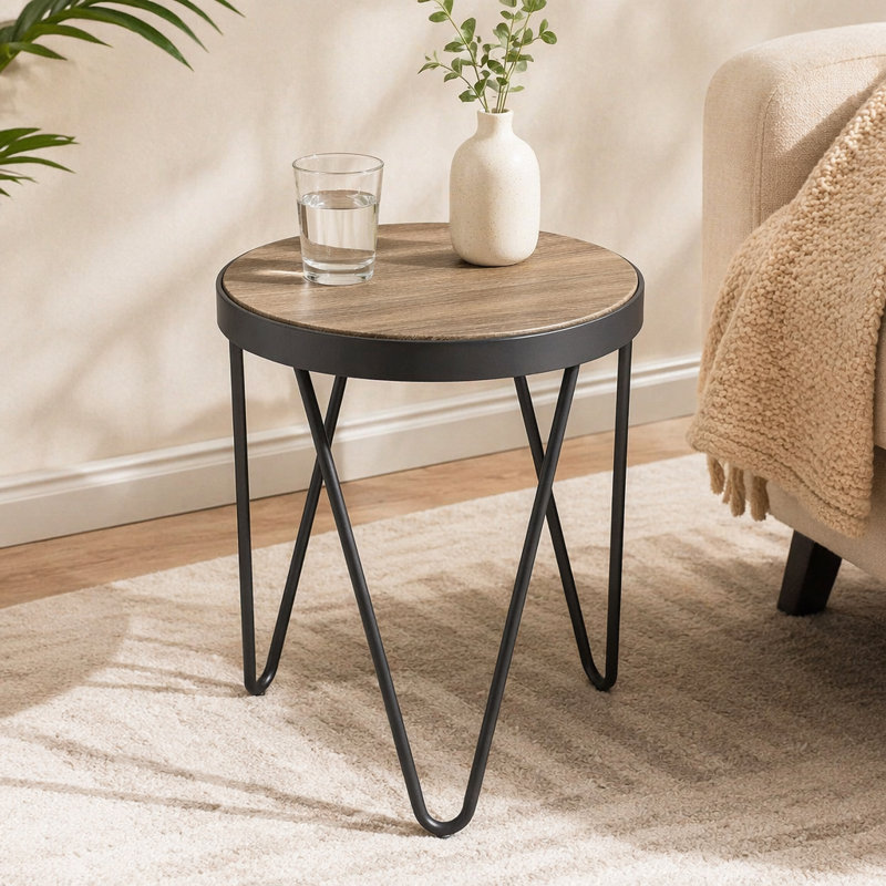 Table de bout, 18.55" H x 35.43" W x 35.43" D, Oak Wood / Brown