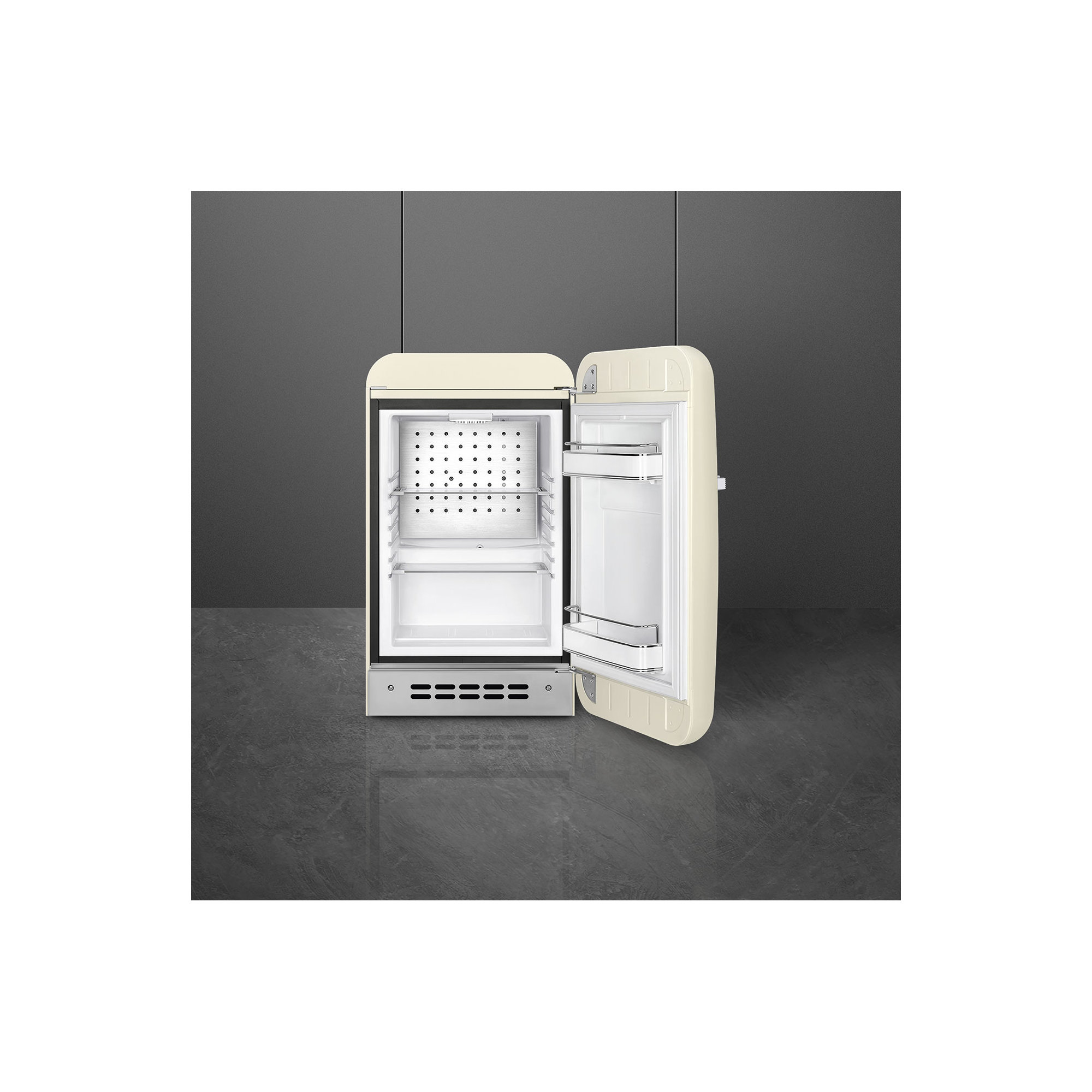 SMEG 50s Style Retro 1.2 cu. ft. Freestanding Mini Fridge, Cream, Right
