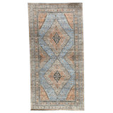 High-Quality Hand-Knotted Blue And Rust Area Rug
