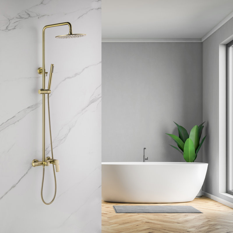All-In-One Kit with Rough in-Valve, Brushed Gold
