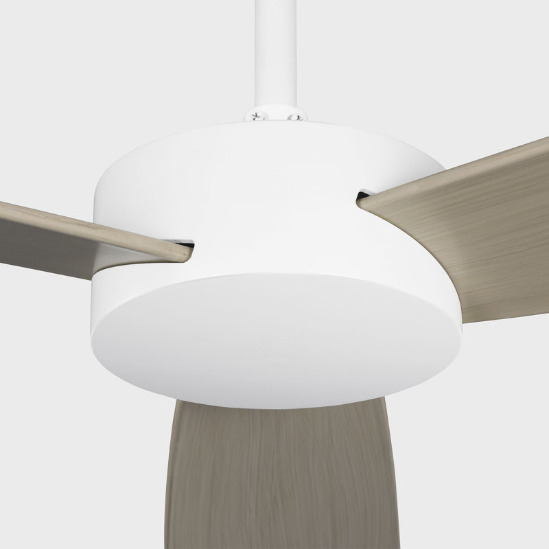 Visual Comfort Fan Paddle Smart 60 Indoor Ceiling Fan with Threaded Downrod, Oak ABS blades and Handheld Remote, Matte White