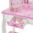 Teamson Kids Sweethearts Kids Play Vanity Table & Stool w/ LED, White & Pink