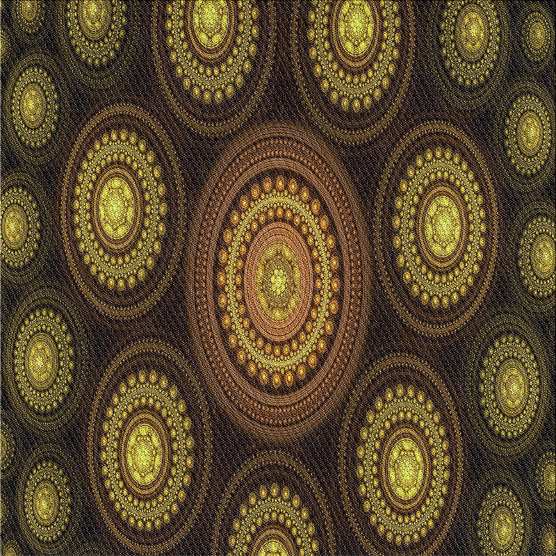 Tapis jaune/brun tissé à la machine, Carré 5 pi