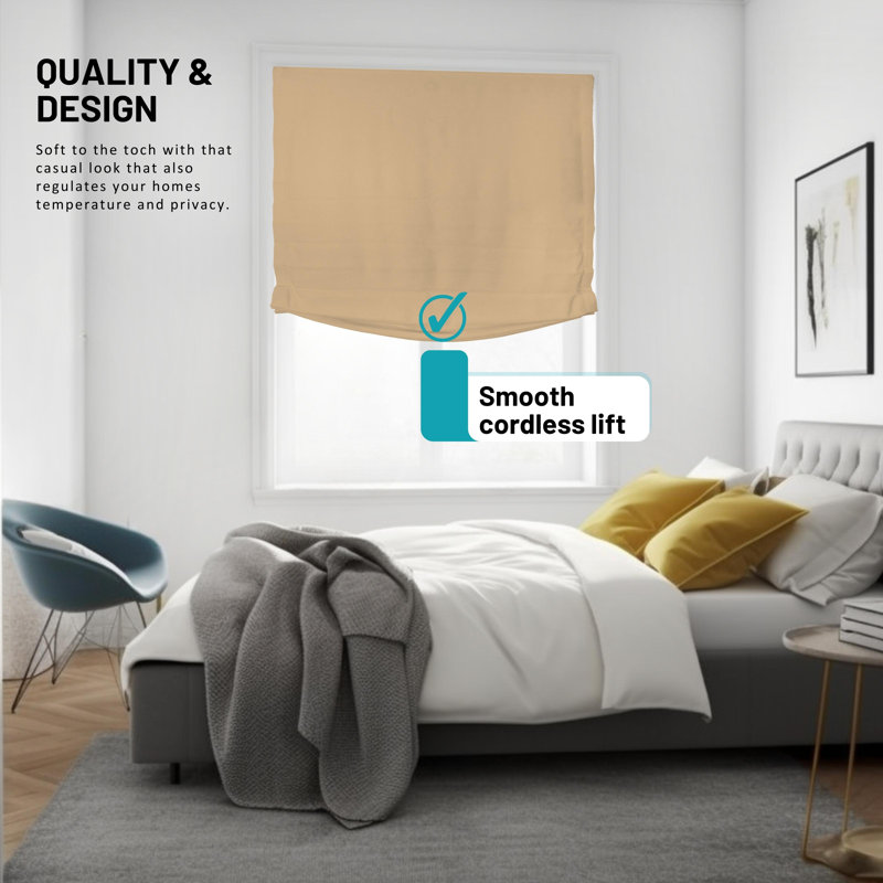 Semi Sheer Roman Shade, 23"W x 64"L, Khaki