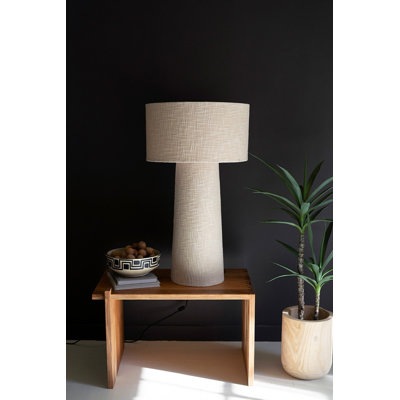  Lampe de table en tissu avec abat-jour large Boucle - hauteur de 34 po