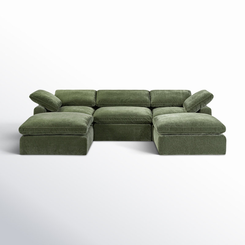 Canapé modulaire Wonardo, Tissu vert Sagano