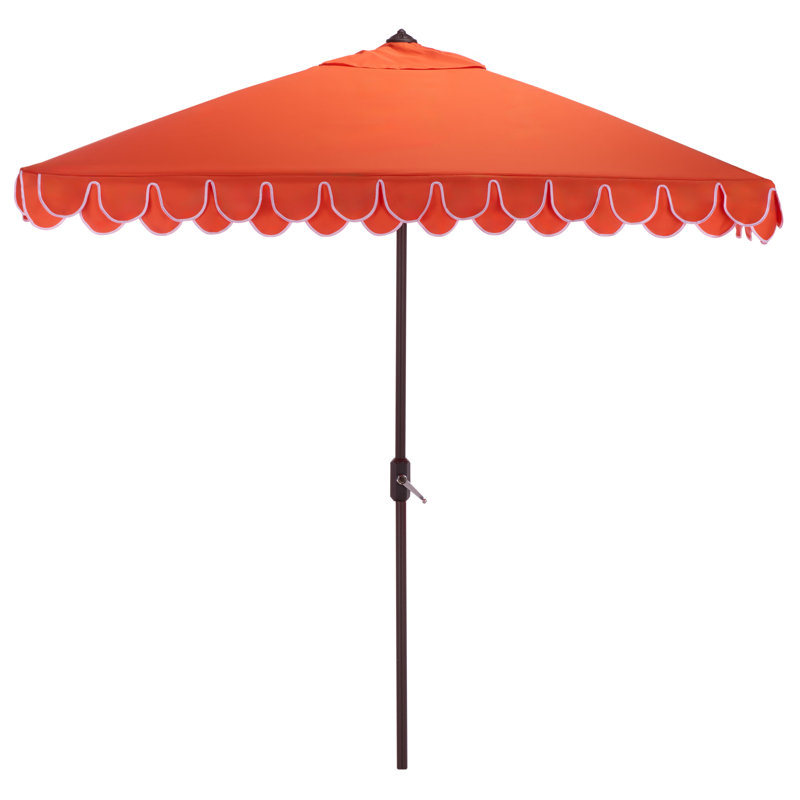 Outdoor Sasha Crank Umbrella, Orange/White