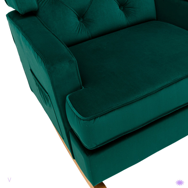 Fauteuil à bascule Mid-Century, Émeraude