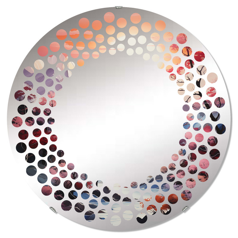 Fantasy Mountain Dreams I - Miroir mural à pois - MIR116409-Rond, 31,4 po x 31,4 po