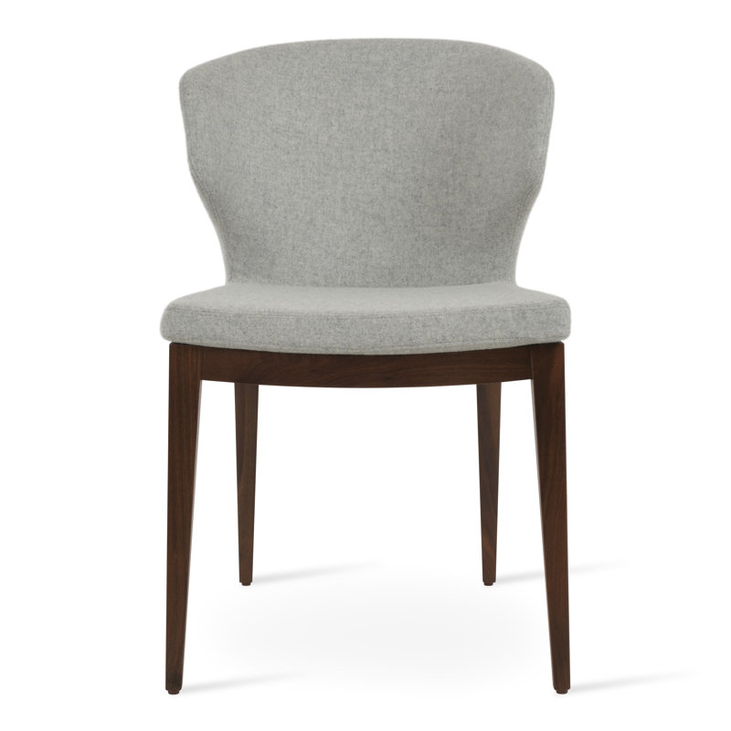 Chaise en bois Amed Plus, Noyer, Laine argentée