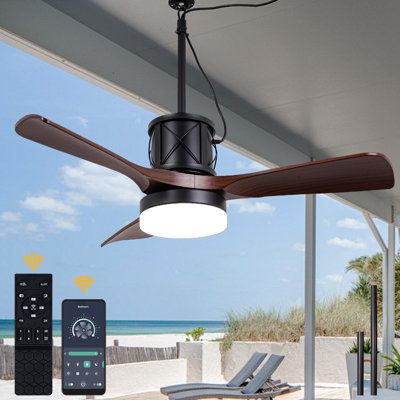 42" Outdoor Smart Ceiling Fan with Dimmable LED Lights and APP & Remote Control, 6-Speed DC Motor, Waterproof Easy Install for Patio, Porch, Gazebo