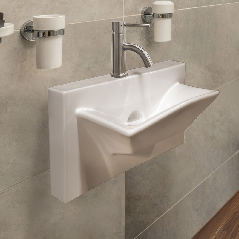  Emplacement pour lavabo mural rectangulaire 28 po, trou de robinet simple et drain central arrière Whitehaus