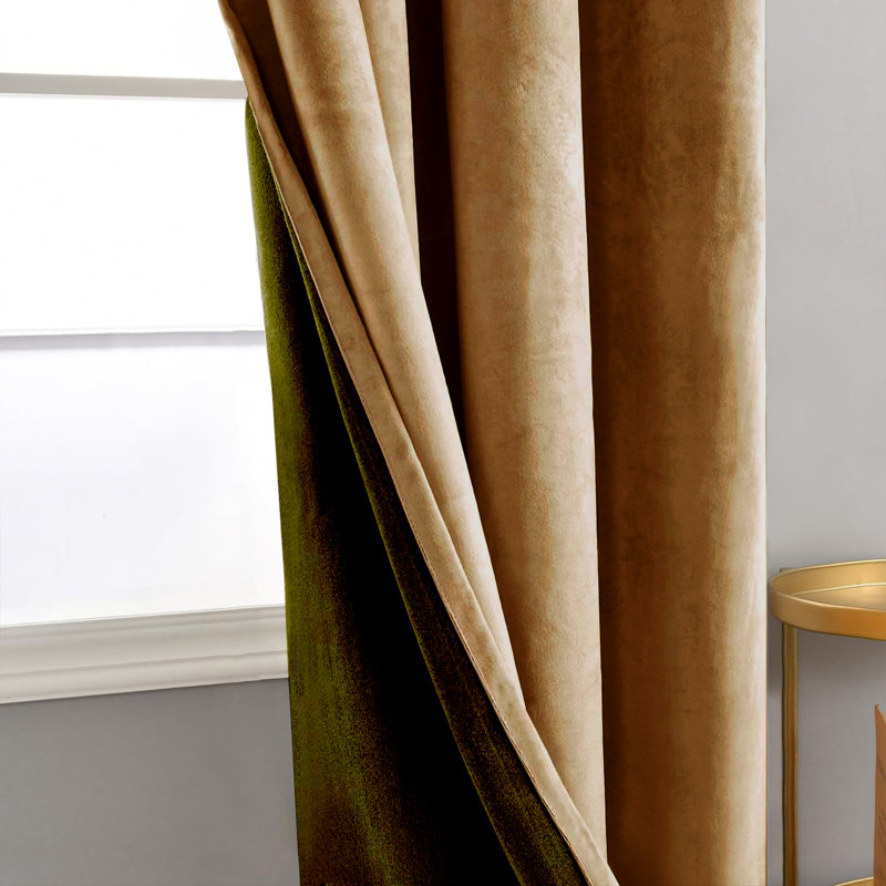 Velvet Room Darkening Curtain Panel Pair, Orange, 117cm Width x 137cm Drop