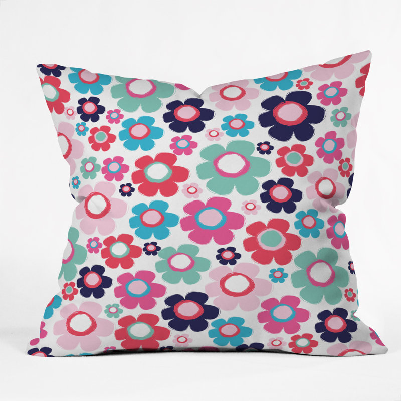Ali Benyon Indigo Flowers Throw Pillow, 18" x 18"