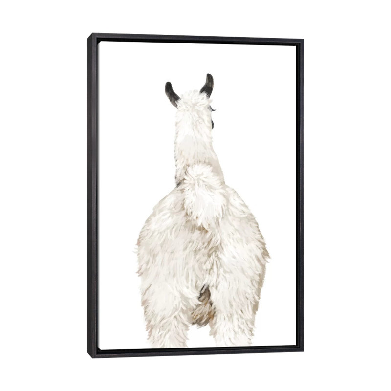 Art du lama, Toile avec cadre noir patiné, H 48 po x l 32 po x P 1,5 po