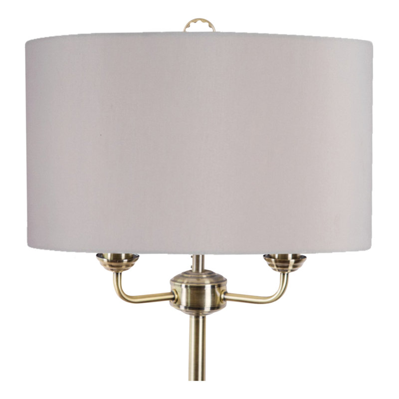 Dunn 154cm Traditional Floor Lamp, Grey, Antique Brass