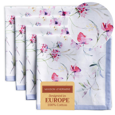 Serviettes de table 100 % coton à fleurs d'été Maison d'Hermine - 20 po x 20 po