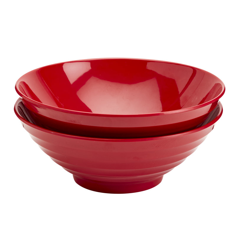 INFUSE 2-Piece Melamine Nesting Ramen Bowl Set, Red