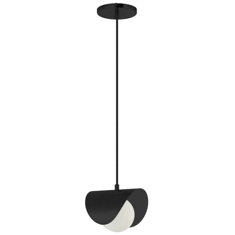 Luminaire suspendu 1 lumière Coint - noir mat - verre opale blanc