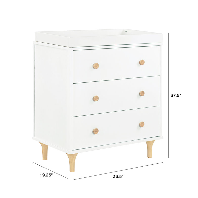 Lolly 3 Drawer Changing Table, White/Natural