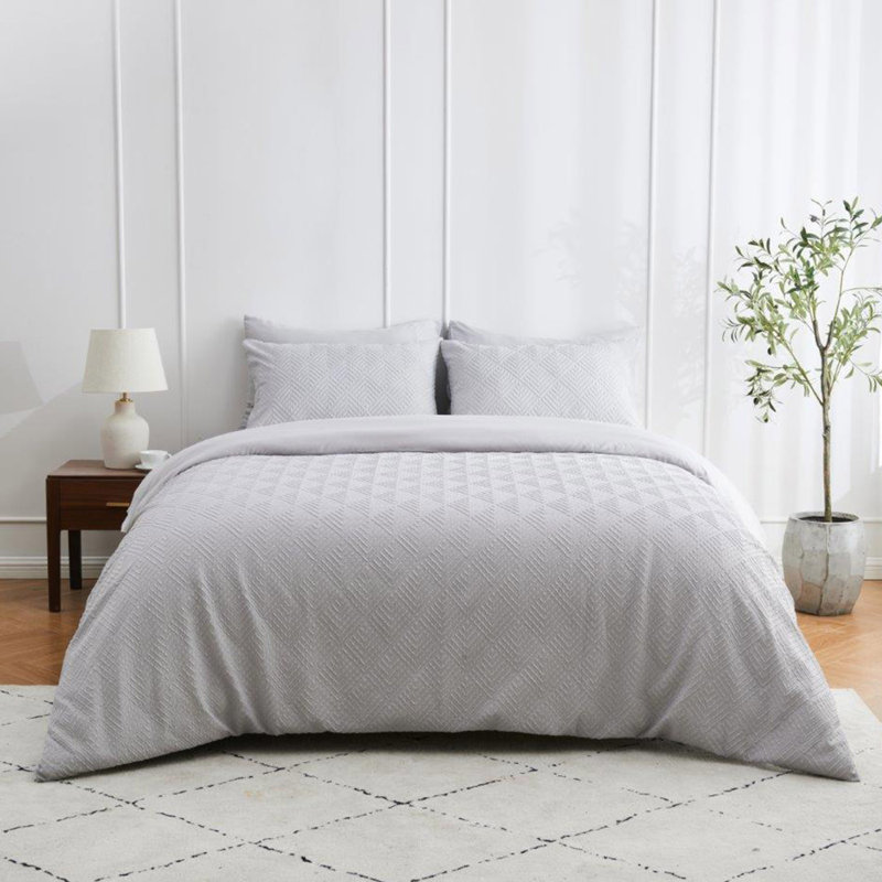 Omolade Grey Hypoallergenic Microfibre 2 Piece Duvet Cover, Double Duvet Cover set + 2 Standard Pillowcase