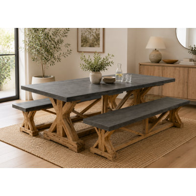 Ensemble 3 pièces de table de salle à manger et de banc Domique