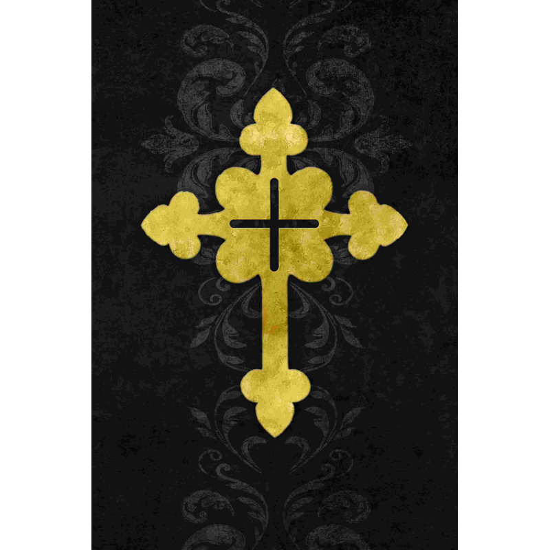 Croix dorée sur ardoise, H 18 po x l 12 po