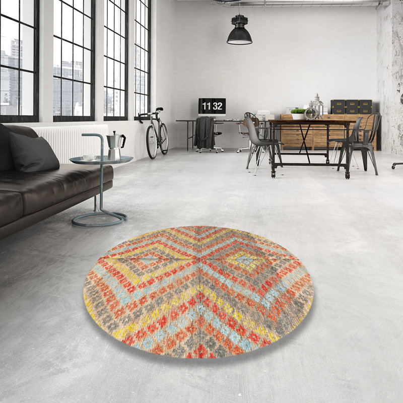 Tapis à motif oriental gris clair, Rond 8 pi