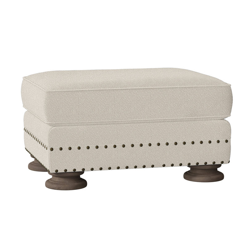 Foster Upholstered Ottoman, Aged Gray, Cream Boucle 1146-002