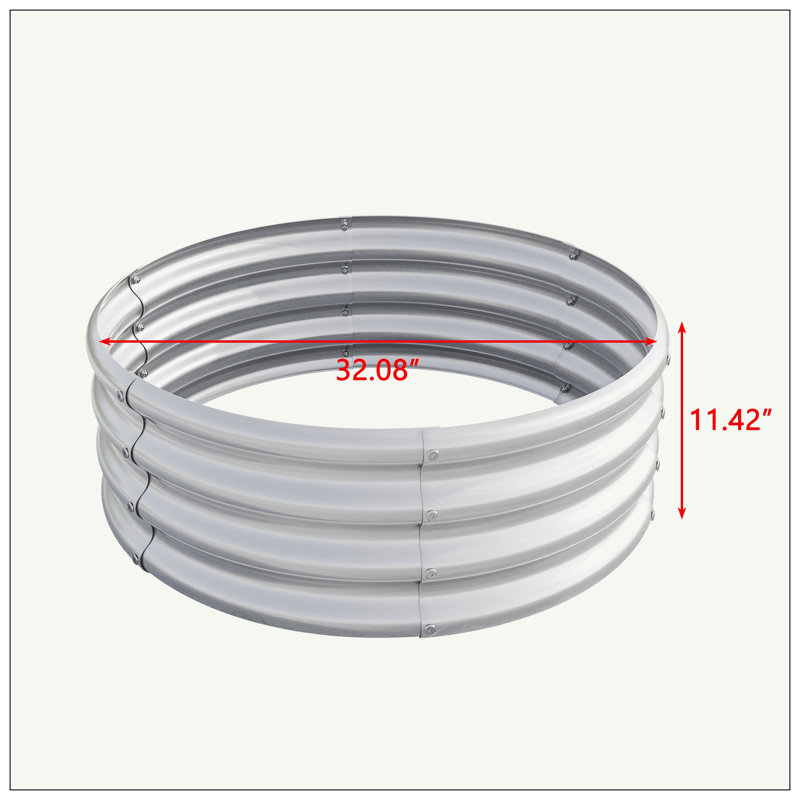 Lit de jardin surélevé rond en métal () , H 11,42 po x l 32,08 po x P 32,08 po, Argent
