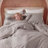 100% Washed Cotton Comforter Set King Size – Light Grey, Linen-Like Texture, Soft & Breathable Bedding Set, 3-Piece Durable Percale Comforter-123119581-123119591