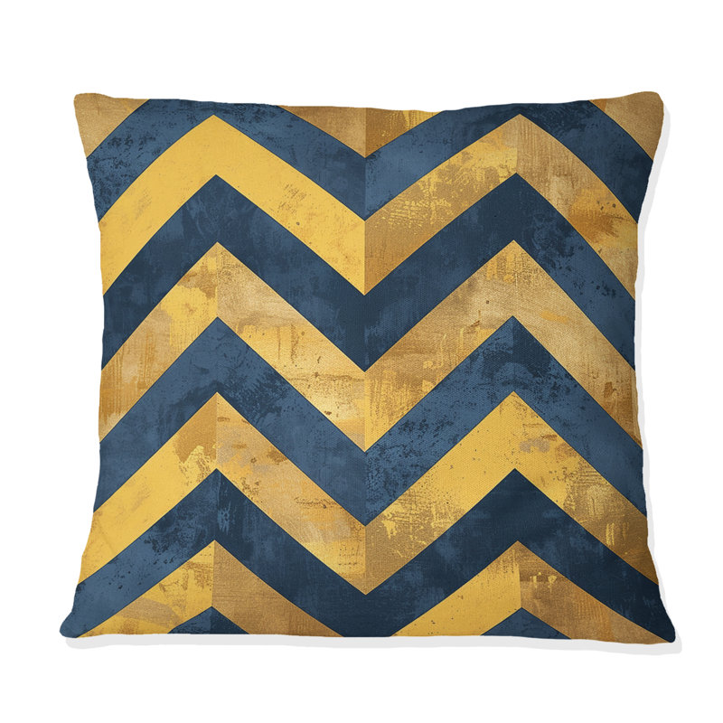 Motif à chevrons bleu et or I - Modern, H 18 po x l 18 po