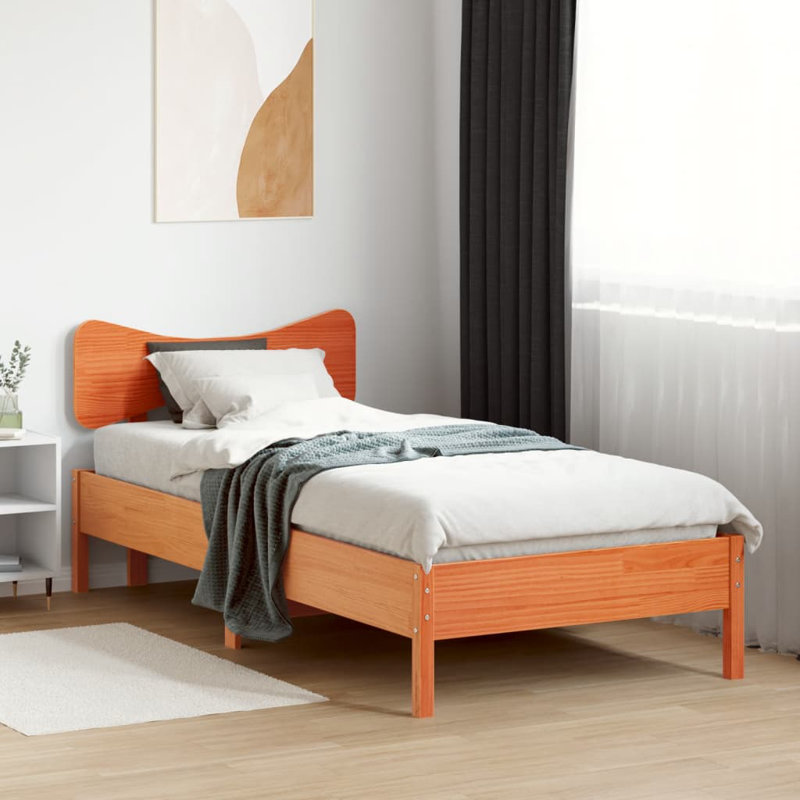 Rokko Solid Wood Bed, Wax Brown, 75 x 190 cm