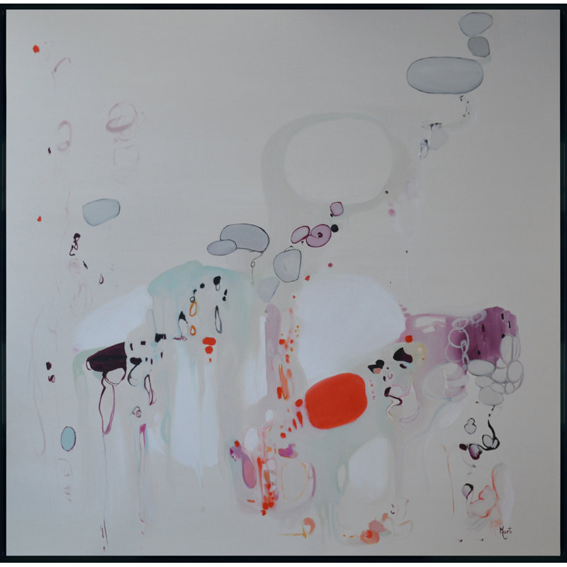 «A New Song I» par Marti Leroux, peinture sur toile à cadre flottant, H 36 po x l 36 po, Toile avec cadre flottant
